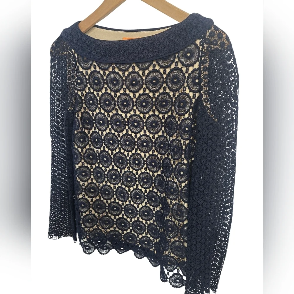 Tory Burch Navy Crochet Lace Tunic